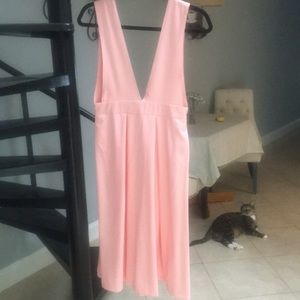 Deep V neck Blush Dress